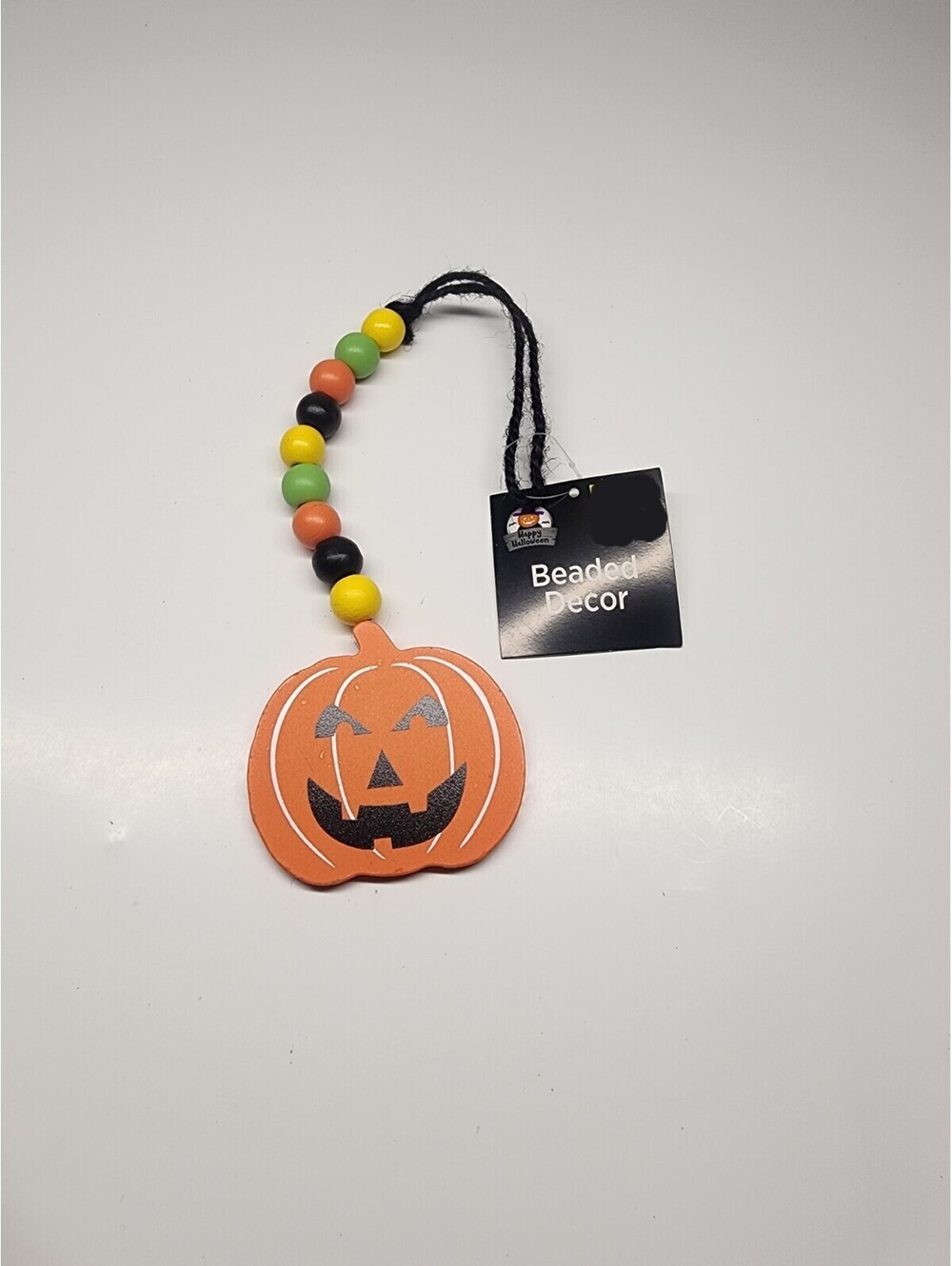 New! "Pumpkin" Halloween 8" Wood Bead Garland Tier Tray Ornament Decor Fall Tag